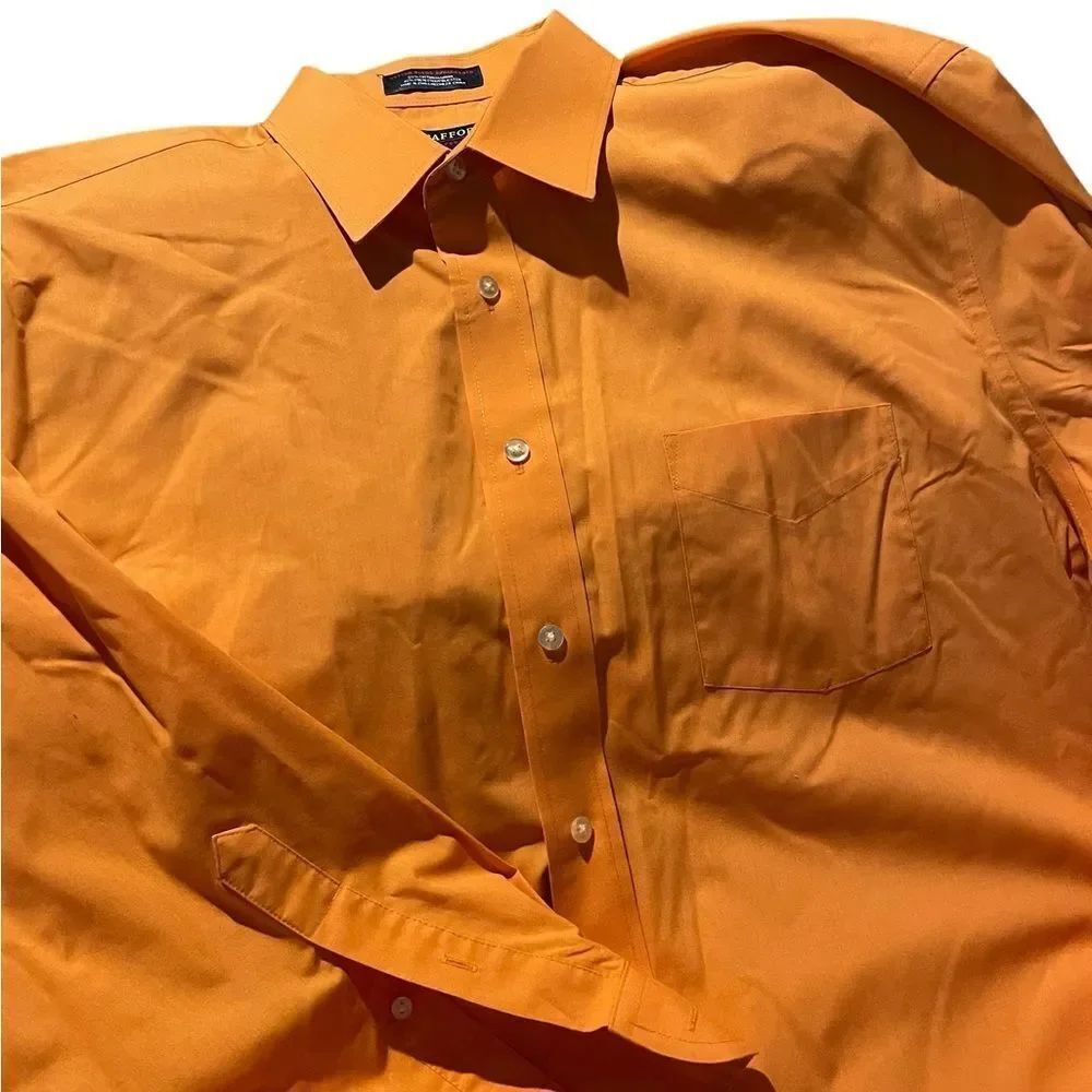 Stafford Men's Orange Dress Shirt the super shirt 171/2 34/34 like new see pics